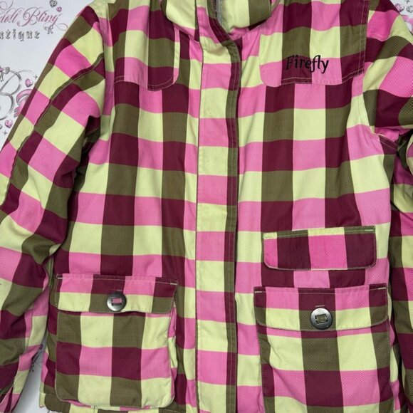 Firefly coat winter ski snowboard plaid green pink warm outdoor snow waterproof - Picture 2 of 6